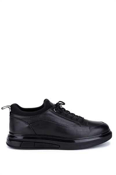 Tamer Tanca Erkek Hakiki Deri Siyah Analin Sneakers & Spor Ayakkabı