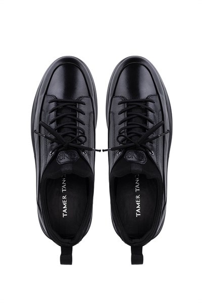 Tamer Tanca Erkek Hakiki Deri Siyah Analin Sneakers & Spor Ayakkabı