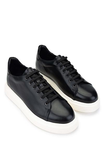 Tamer Tanca Erkek Hakiki Deri Siyah Analin Sneakers & Spor Ayakkabı
