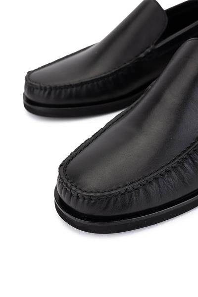 Tamer Tanca Erkek Hakiki Deri Siyah Analin Loafer Ayakkabı