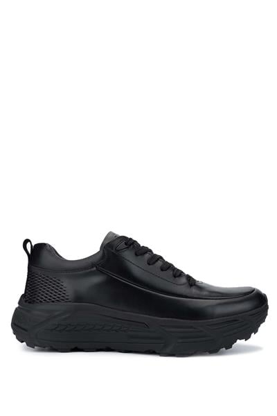 Tamer Tanca Erkek Hakiki Deri Siyah Antik Sneakers & Spor Ayakkabı
