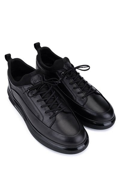 Tamer Tanca Erkek Hakiki Deri Siyah Analin Sneakers & Spor Ayakkabı
