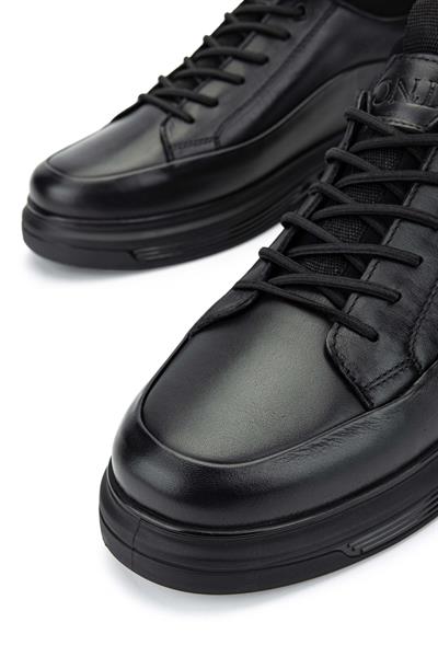 Tamer Tanca Erkek Hakiki Deri Siyah Analin Sneakers & Spor Ayakkabı