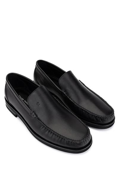 Tamer Tanca Erkek Hakiki Deri Siyah Analin Loafer Ayakkabı