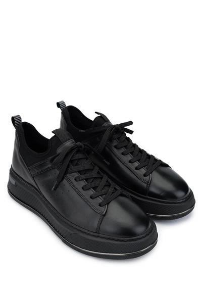 Tamer Tanca Erkek Hakiki Deri Siyah Analin Sneakers & Spor Ayakkabı