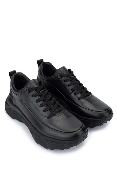 Tamer Tanca Erkek Hakiki Deri Siyah Antik Sneakers & Spor Ayakkabı