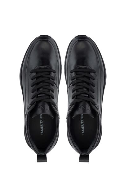 Tamer Tanca Erkek Hakiki Deri Siyah Antik Sneakers & Spor Ayakkabı