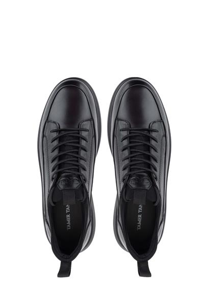 Tamer Tanca Erkek Hakiki Deri Siyah Analin Sneakers & Spor Ayakkabı