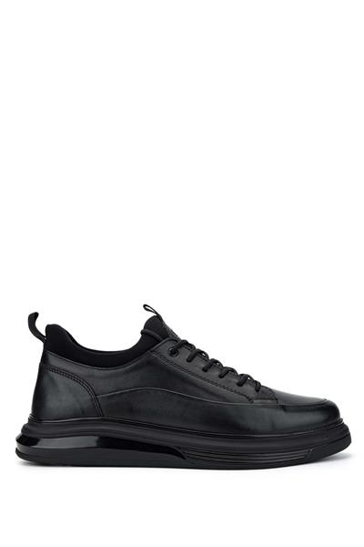 Tamer Tanca Erkek Hakiki Deri Siyah Analin Sneakers & Spor Ayakkabı
