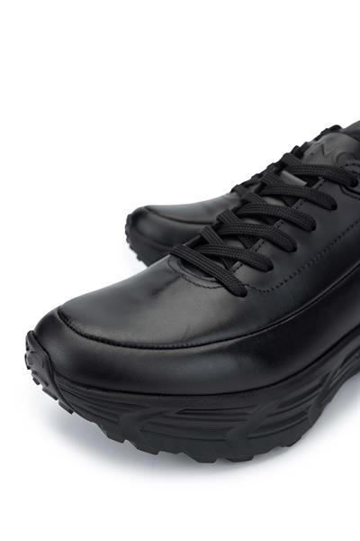 Tamer Tanca Erkek Hakiki Deri Siyah Antik Sneakers & Spor Ayakkabı