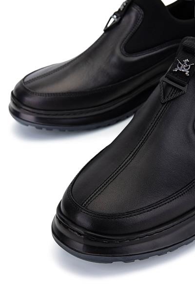 Tamer Tanca Erkek Hakiki Deri Siyah Sneaker Ayakkabı