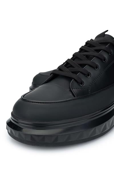 Tamer Tanca Erkek Hakiki Deri Siyah Sneaker Ayakkabı