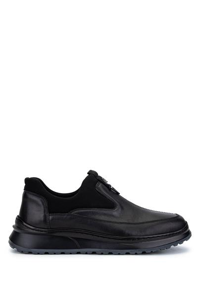 Tamer Tanca Erkek Hakiki Deri Siyah Sneaker Ayakkabı