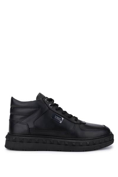 Tamer Tanca Erkek Hakiki Deri Siyah Deri Sneakers & Spor Bot