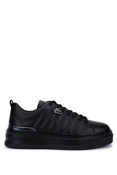 Tamer Tanca Erkek Hakiki Deri Siyah Deri Sneakers & Spor Ayakkabı