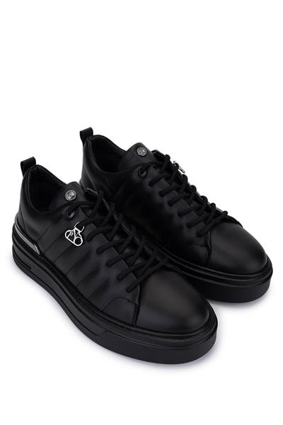 Tamer Tanca Erkek Hakiki Deri Siyah Deri Sneakers & Spor Ayakkabı