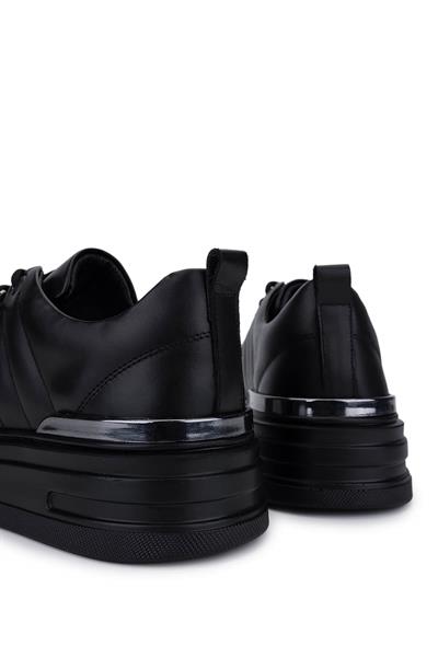 Tamer Tanca Erkek Hakiki Deri Siyah Deri Sneakers & Spor Ayakkabı