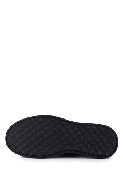 Tamer Tanca Erkek Hakiki Deri Siyah Deri Sneaker Ayakkabı