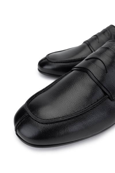 Tamer Tanca Erkek Hakiki Deri Siyah Deri Loafer Ayakkabı