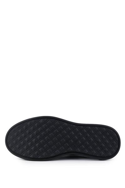 Tamer Tanca Erkek Hakiki Deri Siyah Deri Sneaker Ayakkabı