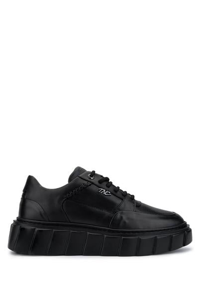 Tamer Tanca Erkek Hakiki Deri Siyah Deri Sneakers & Spor Ayakkabı