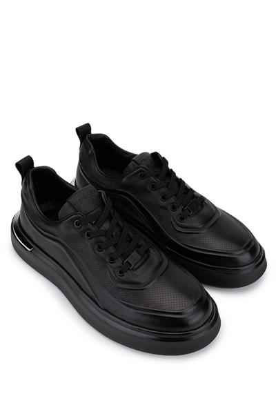 Tamer Tanca Erkek Hakiki Deri Siyah Deri Sneakers & Spor Ayakkabı