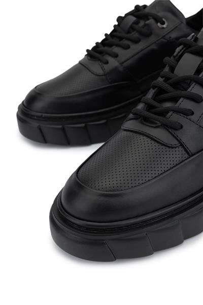 Tamer Tanca Erkek Hakiki Deri Siyah Deri Sneakers & Spor Ayakkabı