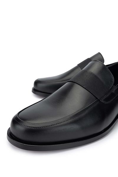 Tamer Tanca Erkek Hakiki Deri Siyah Deri Loafer Ayakkabı