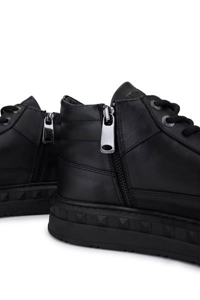 Tamer Tanca Erkek Hakiki Deri Siyah Deri Sneakers & Spor Bot