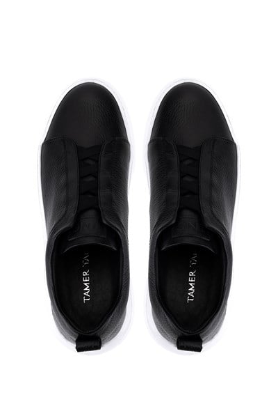 Tamer Tanca Erkek Hakiki Deri Siyah Floter Sneakers & Spor Ayakkabı