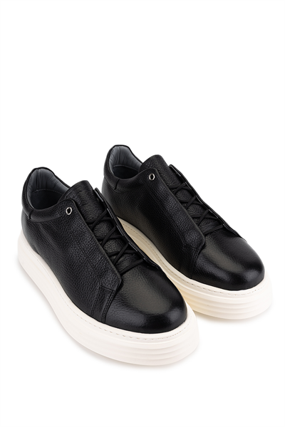 Tamer Tanca Erkek Hakiki Deri Siyah Floter Sneakers & Spor Ayakkabı