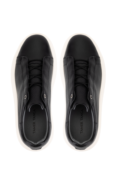 Tamer Tanca Erkek Hakiki Deri Siyah Floter Sneakers & Spor Ayakkabı