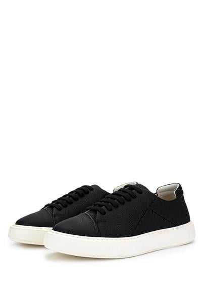 Tamer Tanca Erkek Hakiki Deri Siyah Floter Sneakers & Spor Ayakkabı