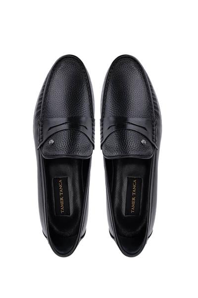Tamer Tanca Erkek Hakiki Deri Siyah Floter Loafer Ayakkabı