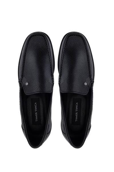 Tamer Tanca Erkek Hakiki Deri Siyah Floter Loafer Ayakkabı