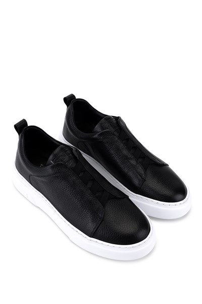 Tamer Tanca Erkek Hakiki Deri Siyah Floter Sneakers & Spor Ayakkabı