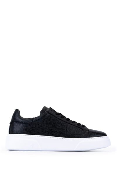 Tamer Tanca Erkek Hakiki Deri Siyah Floter Sneakers & Spor Ayakkabı