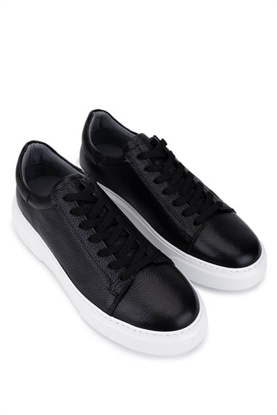 Tamer Tanca Erkek Hakiki Deri Siyah Floter Sneakers & Spor Ayakkabı