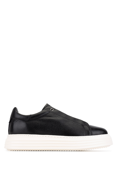 Tamer Tanca Erkek Hakiki Deri Siyah Floter Sneakers & Spor Ayakkabı