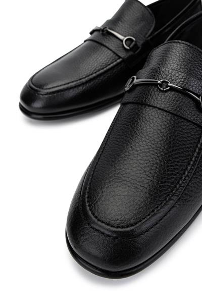 Tamer Tanca Erkek Hakiki Deri Siyah Floter Loafer Ayakkabı