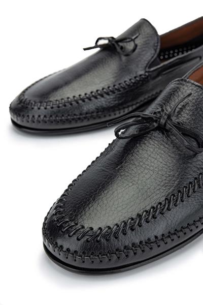 Tamer Tanca Erkek Hakiki Deri Siyah Loafer Ayakkabı
