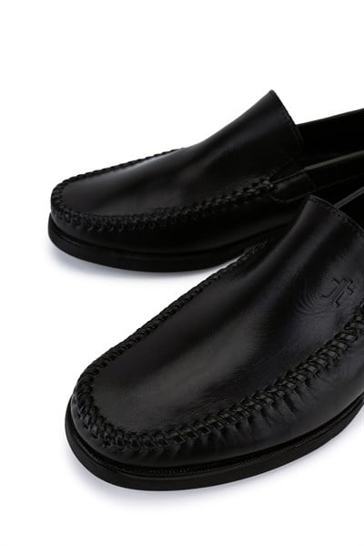 Tamer Tanca Erkek Hakiki Deri Siyah Loafer Ayakkabı