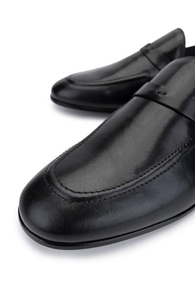 Tamer Tanca Erkek Hakiki Deri Siyah Loafer Ayakkabı