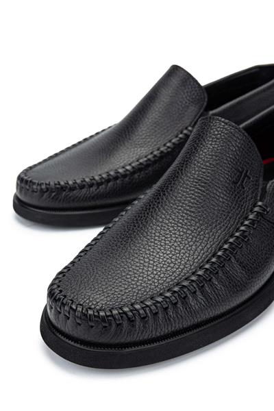 Tamer Tanca Erkek Hakiki Deri Siyah Loafer Ayakkabı
