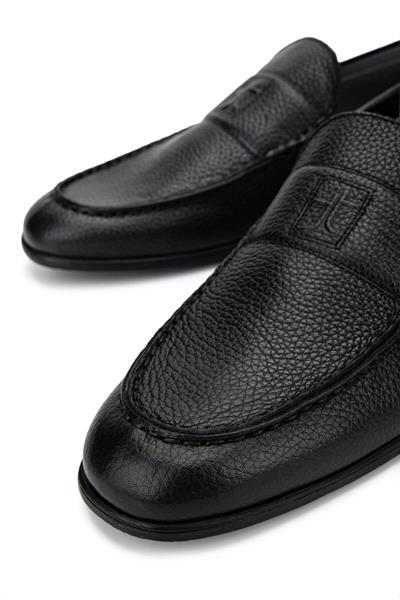Tamer Tanca Erkek Hakiki Deri Siyah Loafer Ayakkabı