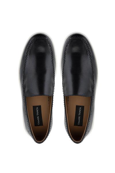Tamer Tanca Erkek Hakiki Deri Siyah Loafer Ayakkabı