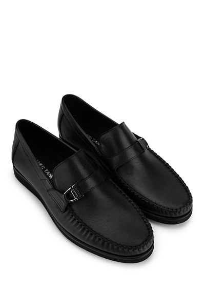Tamer Tanca Erkek Hakiki Deri Siyah Loafer Ayakkabı