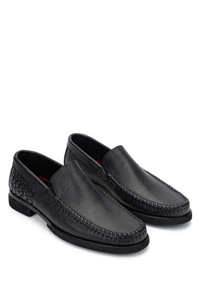 Tamer Tanca Erkek Hakiki Deri Siyah Loafer Ayakkabı