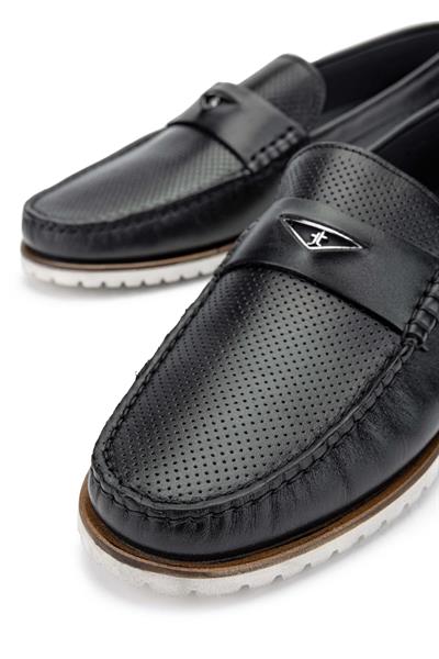 Tamer Tanca Erkek Hakiki Deri Siyah Loafer Ayakkabı