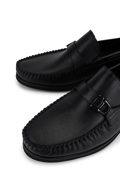 Tamer Tanca Erkek Hakiki Deri Siyah Loafer Ayakkabı